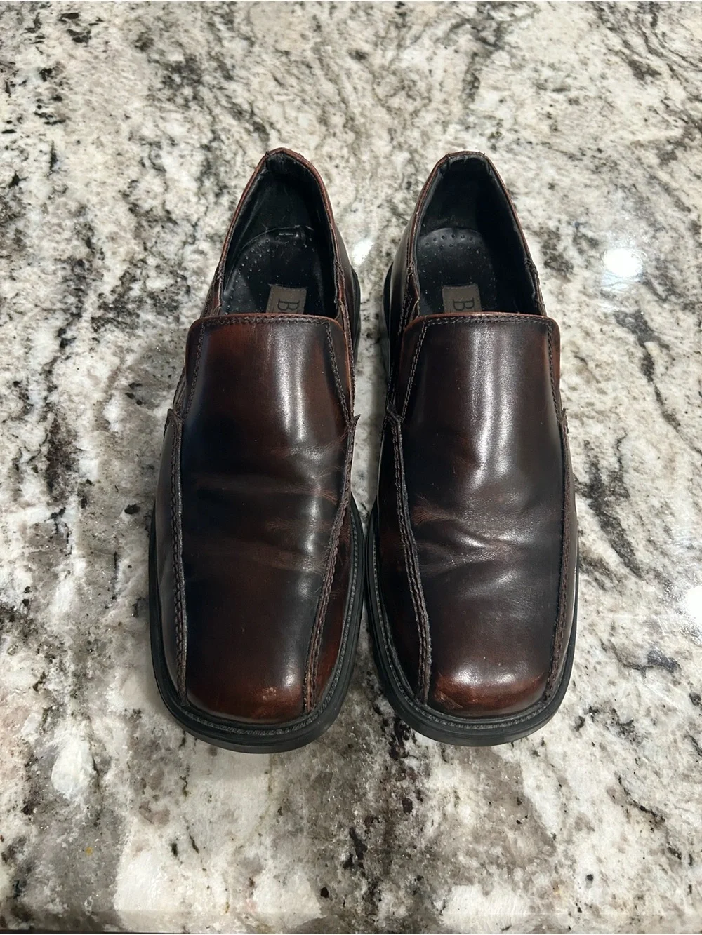Borelli Men's Brown Leather Slip-On Dress Shoes